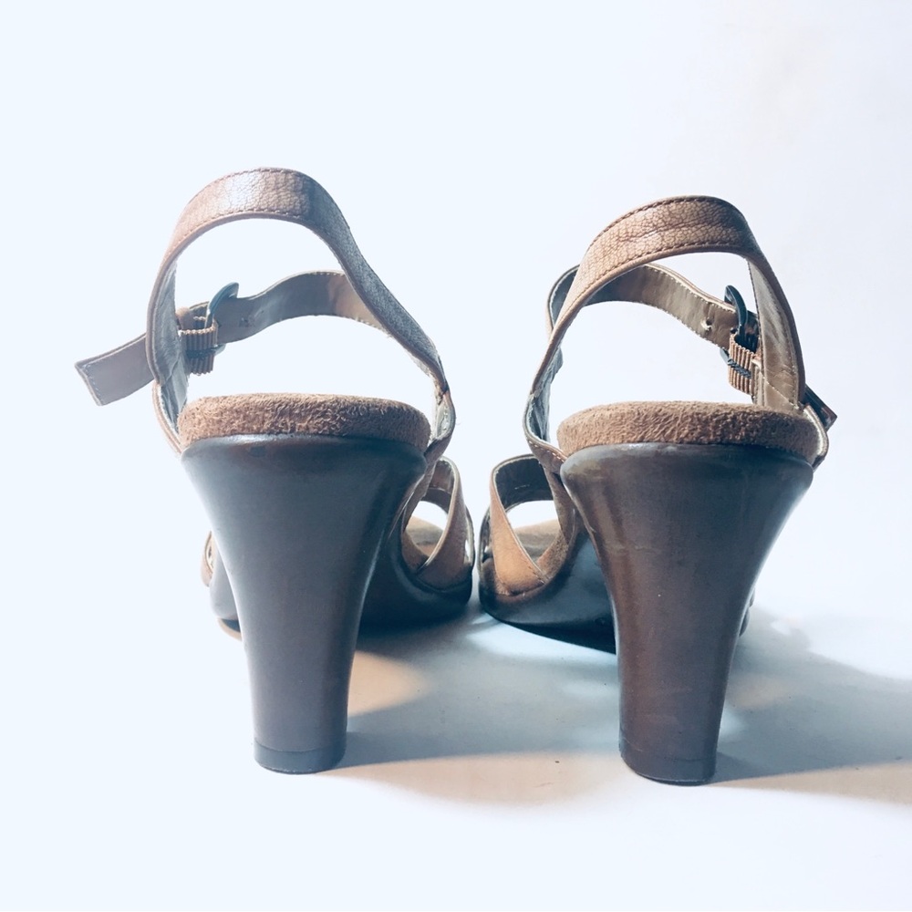 Aerosoles Heels Open Toe Ankle Strap Sandals Womens Size 8 UK 6 Tan Leather - Picture 6 of 10